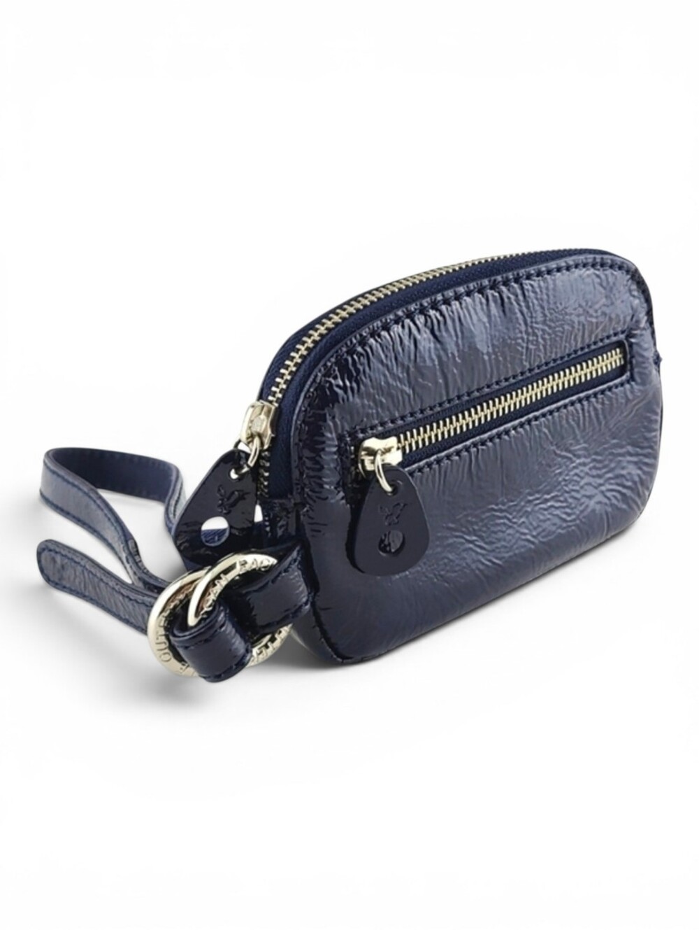 American Eagle Women's Navy Blue Patent Zipper Wristlet Clutch